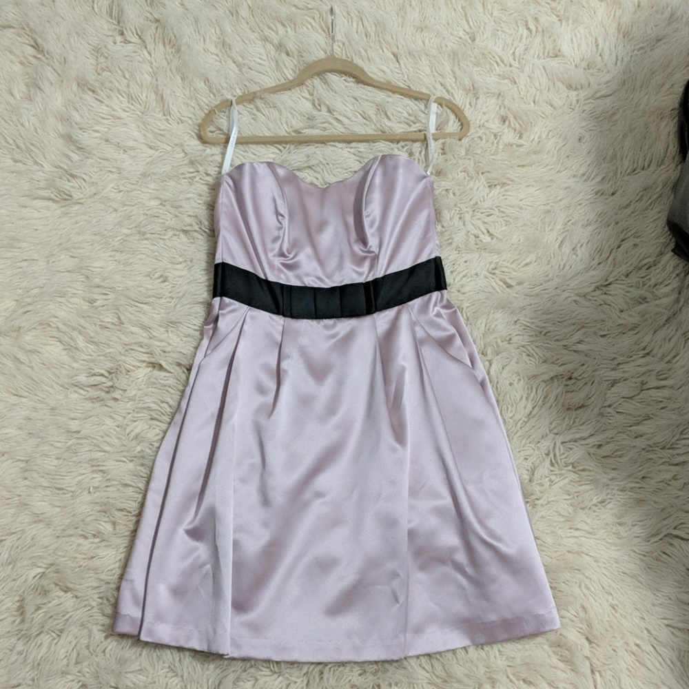 Strapless dusty rose bridesmaids dress